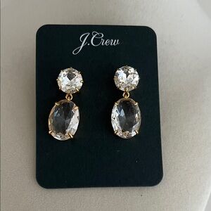J. Crew Clear Crystal Gold Drop Earrings